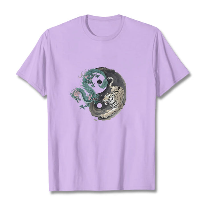 Maglietta in cotone con Buddha Stones, tigre, drago, Yin e Yang - Prugna - 2XL - image 16