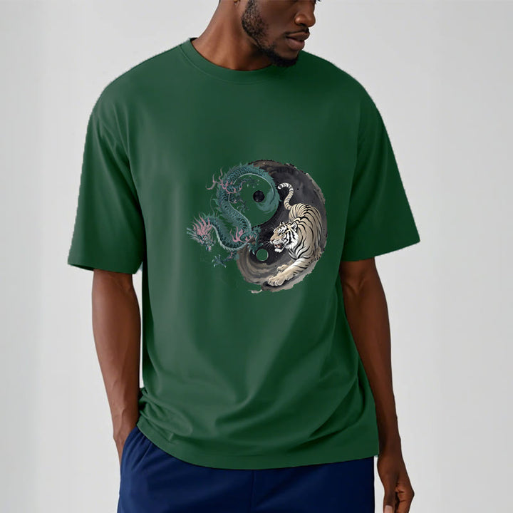 Maglietta in cotone con Buddha Stones, tigre, drago, Yin e Yang - image 2