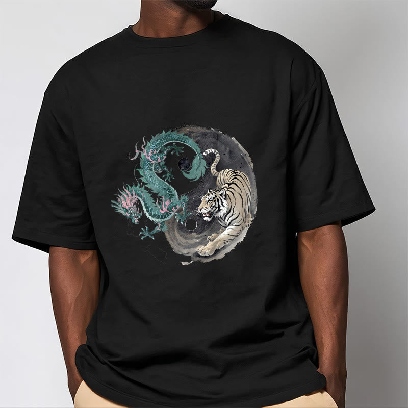Maglietta in cotone con Buddha Stones, tigre, drago, Yin e Yang - image 7