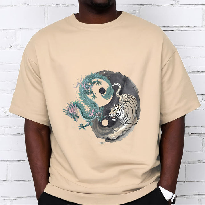 Maglietta in cotone con Buddha Stones, tigre, drago, Yin e Yang - image 11