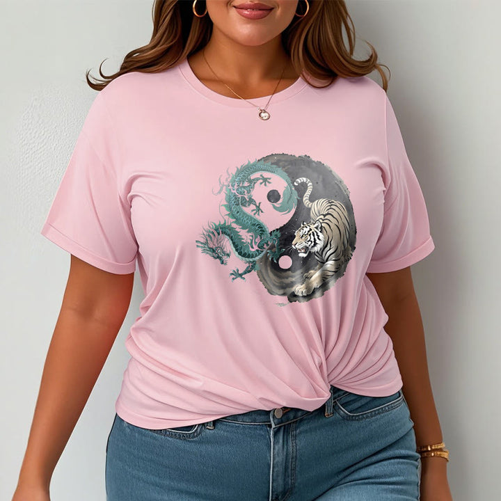 Maglietta in cotone con Buddha Stones, tigre, drago, Yin e Yang - image 20