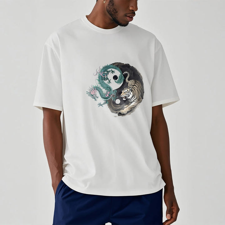 Maglietta in cotone con Buddha Stones, tigre, drago, Yin e Yang - image 14