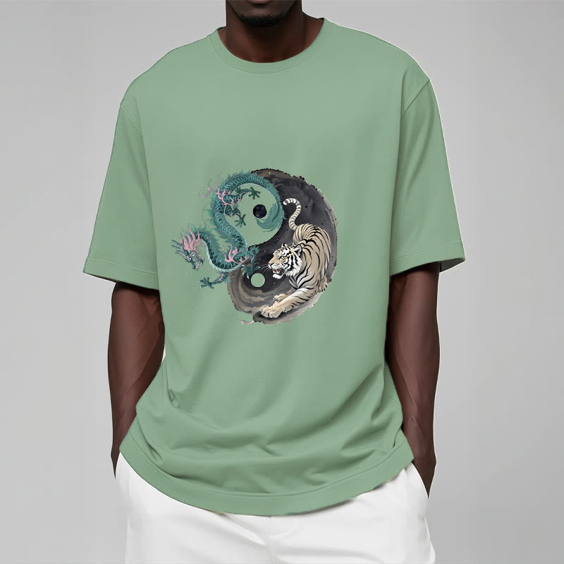 Maglietta in cotone con Buddha Stones, tigre, drago, Yin e Yang - image 15