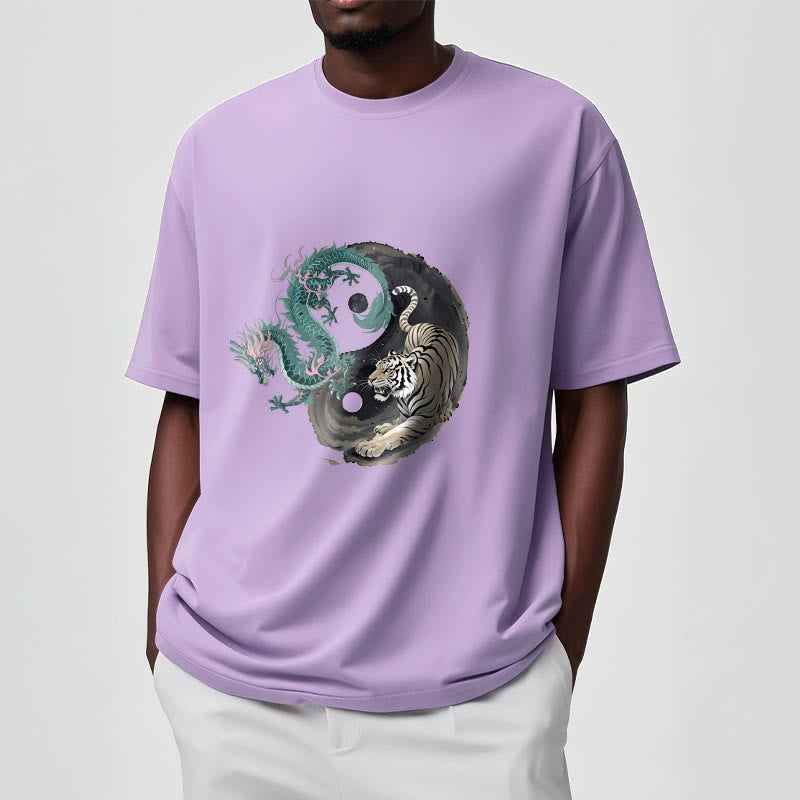 Maglietta in cotone con Buddha Stones, tigre, drago, Yin e Yang - image 17