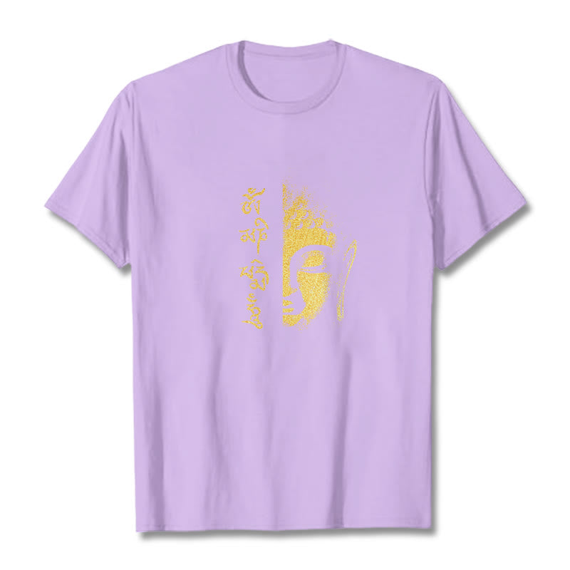 T-shirt in cotone Buddha Stones Om Mani Padme Hum Buddha dorato