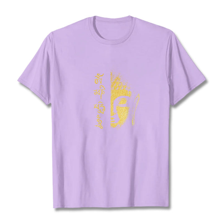 T-shirt in cotone Buddha Stones Om Mani Padme Hum Buddha dorato