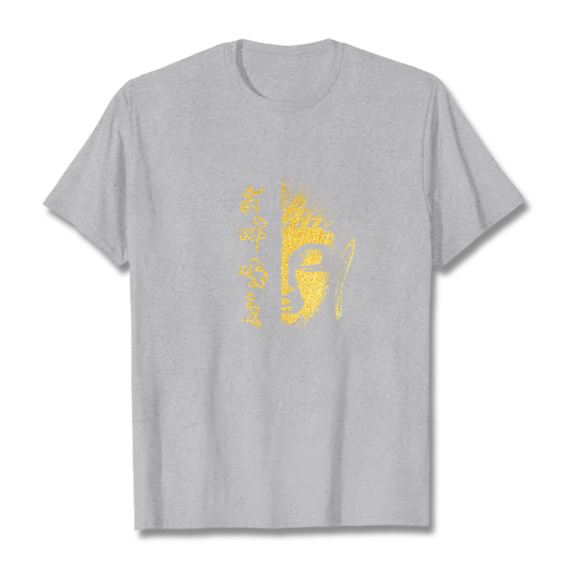 T-shirt in cotone Buddha Stones Om Mani Padme Hum Buddha dorato - Grigio chiaro - 2XL - image 17