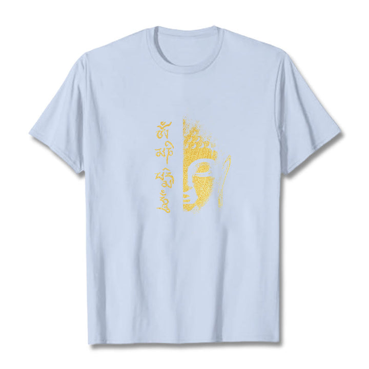 T-shirt in cotone Buddha Stones Om Mani Padme Hum Buddha dorato - Ciano chiaro - 2XL - image 7