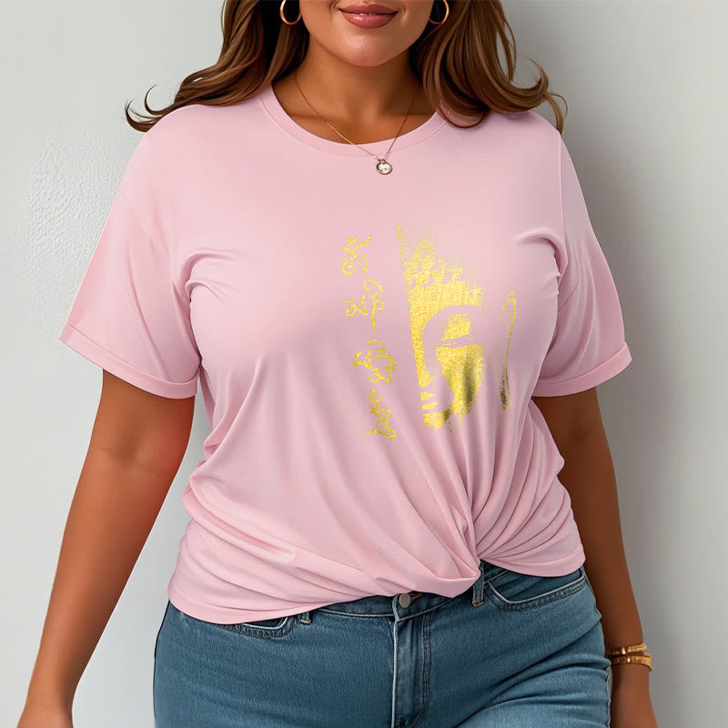 T-shirt in cotone Buddha Stones Om Mani Padme Hum Buddha dorato