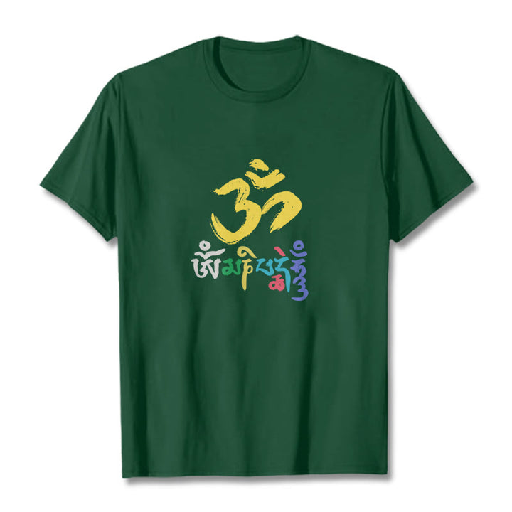 Maglietta in cotone con Buddha Stones colorate Om Mani Padme Hum - Verde foresta - 2XL - image 6
