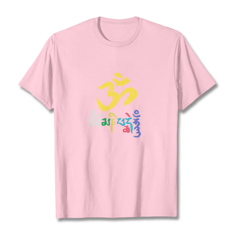 Maglietta in cotone con Buddha Stones colorate Om Mani Padme Hum - Rosa chiaro - 2XL - image 19