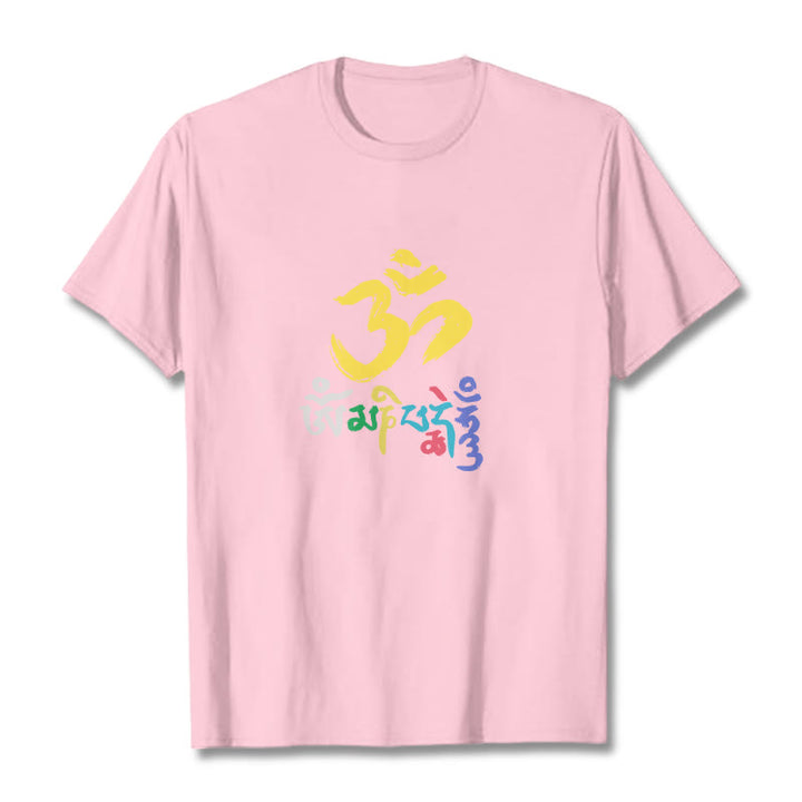 Maglietta in cotone con Buddha Stones colorate Om Mani Padme Hum - Rosa chiaro - 2XL - image 19