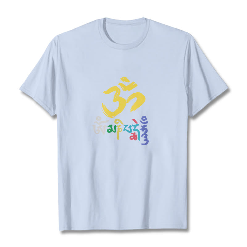 Maglietta in cotone con Buddha Stones colorate Om Mani Padme Hum - Ciano chiaro - 2XL - image 8