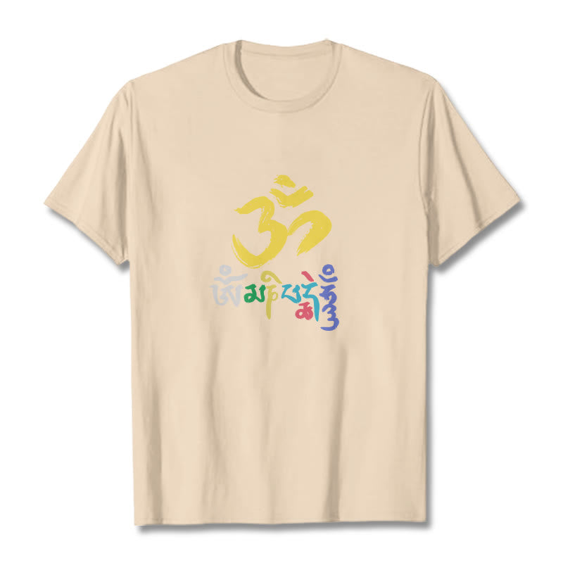 Maglietta in cotone con Buddha Stones colorate Om Mani Padme Hum - Biscotto - 2XL - image 9