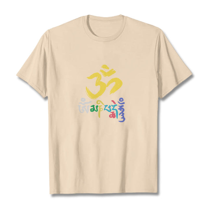 Maglietta in cotone con Buddha Stones colorate Om Mani Padme Hum - Biscotto - 2XL - image 9