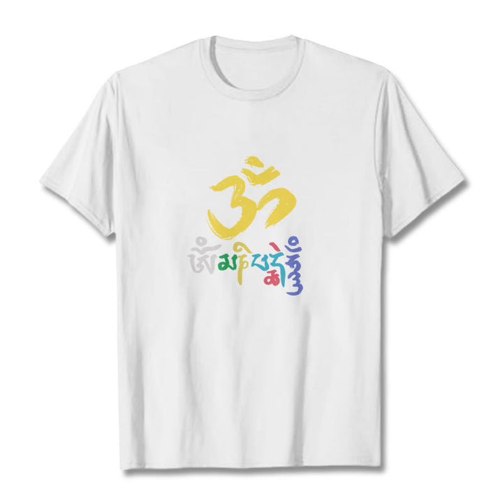 Maglietta in cotone con Buddha Stones colorate Om Mani Padme Hum - Bianco - 2XL - image 11