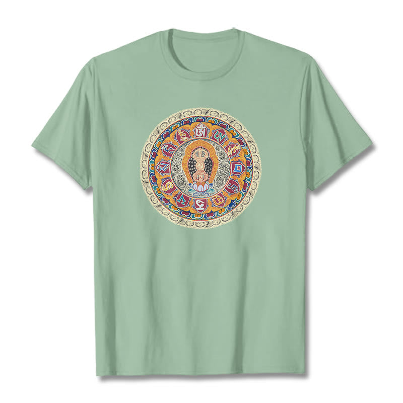 Buddha Stones Maglietta in cotone con mandala Dorje Vajra Buddha - Verde pallido - 2XL - image 13