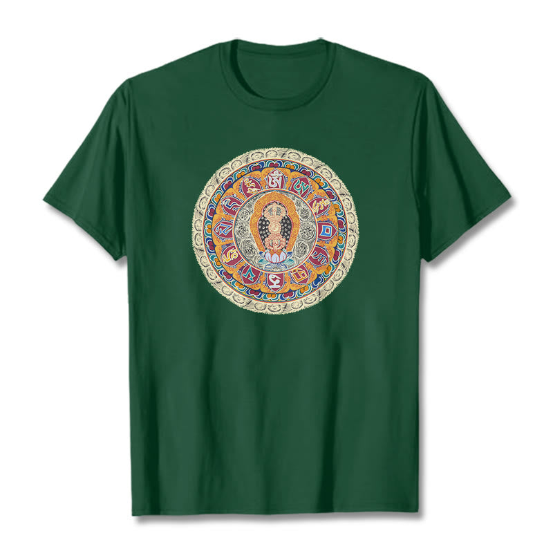 Buddha Stones Maglietta in cotone con mandala Dorje Vajra Buddha - Verde studentesco - 2XL - image 7