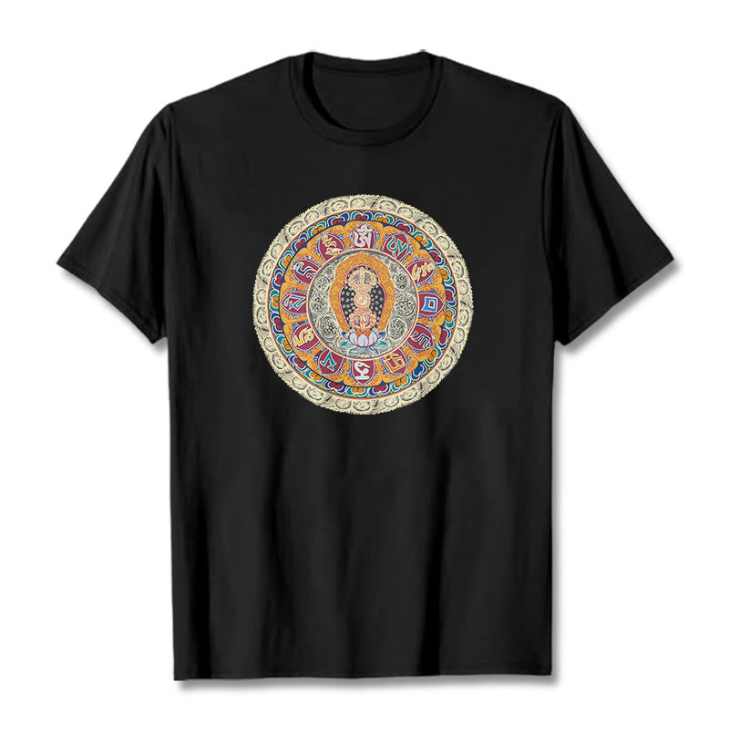 Buddha Stones Maglietta in cotone con mandala Dorje Vajra Buddha - Nero - 2XL - image 3