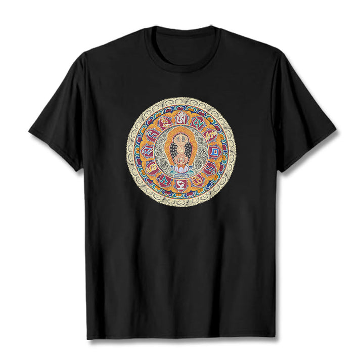 Buddha Stones Maglietta in cotone con mandala Dorje Vajra Buddha - Nero - 2XL - image 3