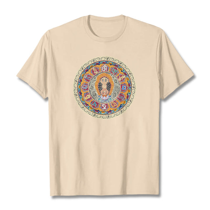 Buddha Stones Maglietta in cotone con mandala Dorje Vajra Buddha - Biscotto - 2XL - image 0