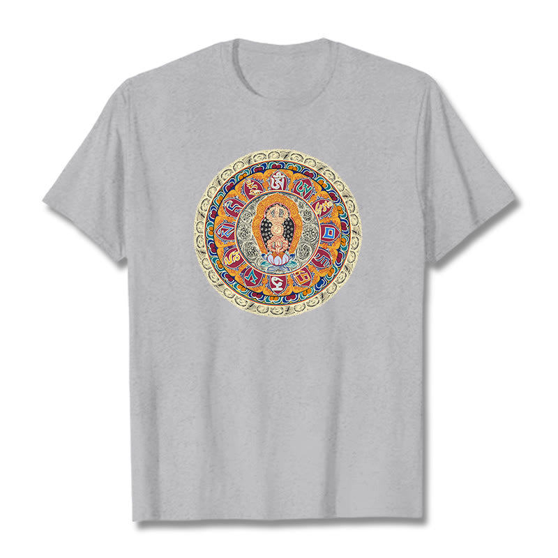 Buddha Stones Maglietta in cotone con mandala Dorje Vajra Buddha - Grigio chiaro - 2XL - image 18
