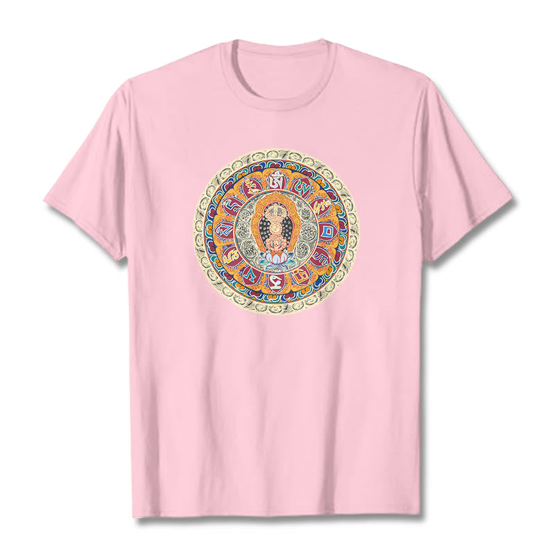 Buddha Stones Maglietta in cotone con mandala Dorje Vajra Buddha - Rosa chiaro - 2XL - image 19