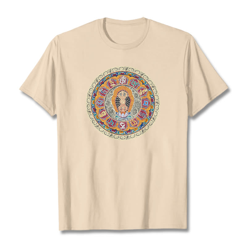 Buddha Stones Maglietta in cotone con mandala Dorje Vajra Buddha - Biscotto - 2XL - image 1