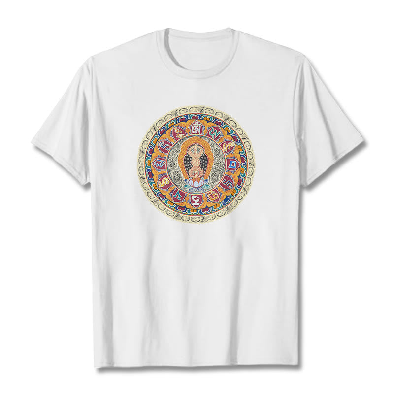 Buddha Stones Maglietta in cotone con mandala Dorje Vajra Buddha - Bianco - 2XL - image 10