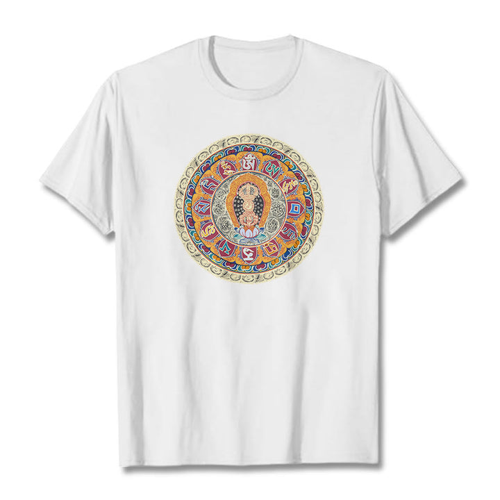 Buddha Stones Maglietta in cotone con mandala Dorje Vajra Buddha - Bianco - 2XL - image 10