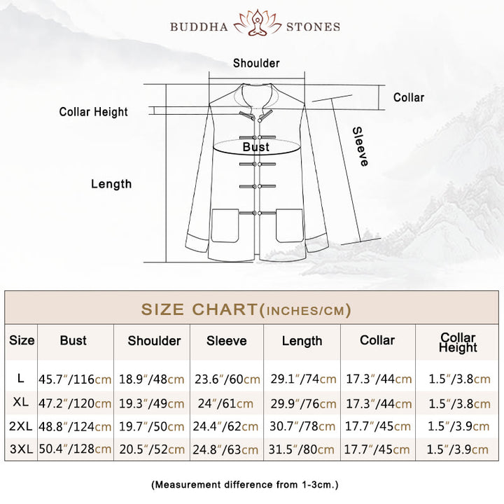 Buddha Stones Uomo Rana-Bottone Tang Suit Koi Fish Pattern Giacca Manica Lunga Camicia Con Tasche