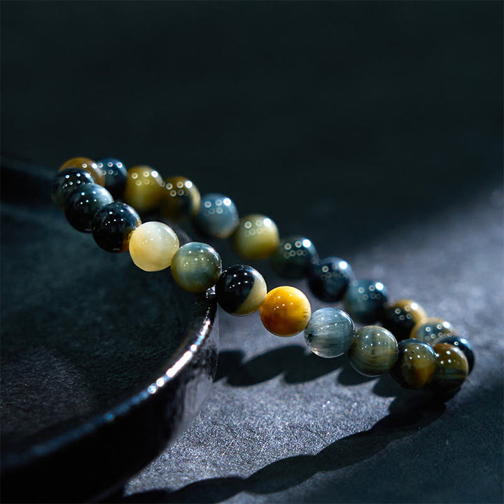 Buddha Stones Vari braccialetti di fiducia in occhio di tigre