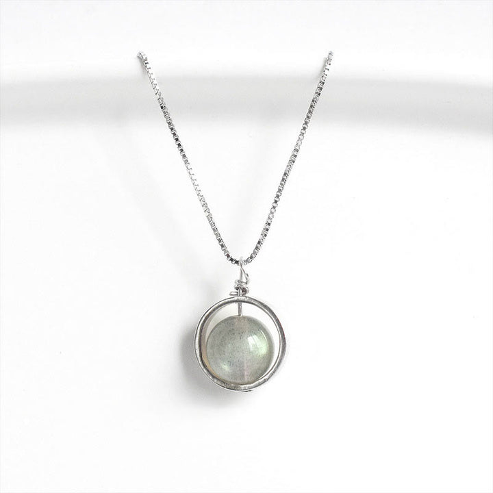 Buddha Stones 925 Sterling Silver Moonstone Love Planet Modello girevole Collana pendente - image 6