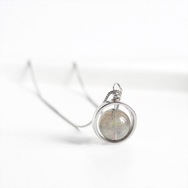 Buddha Stones 925 Sterling Silver Moonstone Love Planet Modello girevole Collana pendente - image 7