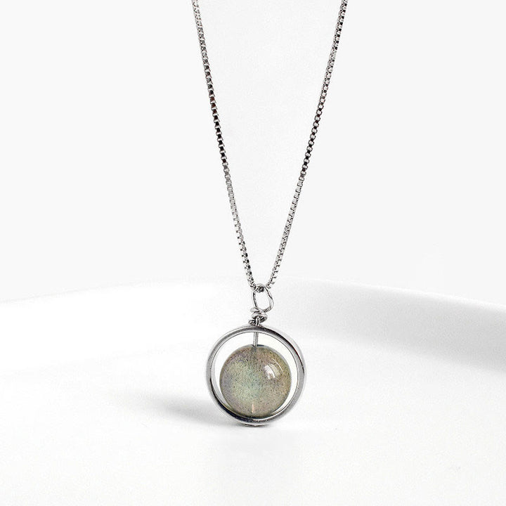 Buddha Stones 925 Sterling Silver Moonstone Love Planet Modello girevole Collana pendente - image 3