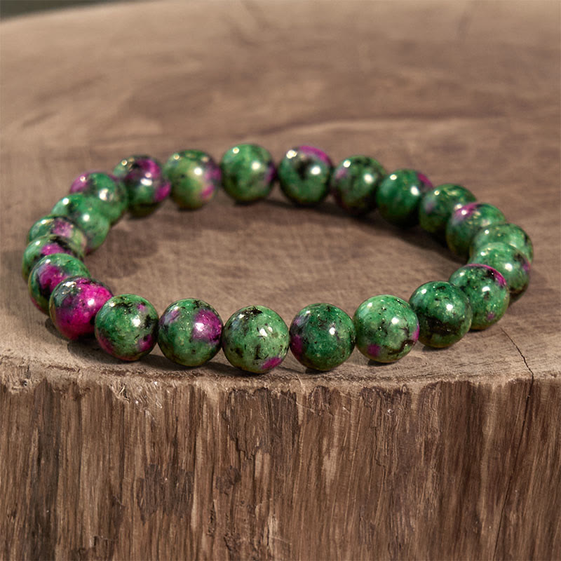 Bracciale della calma con vari cristalli di pietra di Buddha, malachite, lazurite, lapislazzuli, emimorfite - Zoisite rubino (circonferenza del polso: 14-16 cm) - image 89