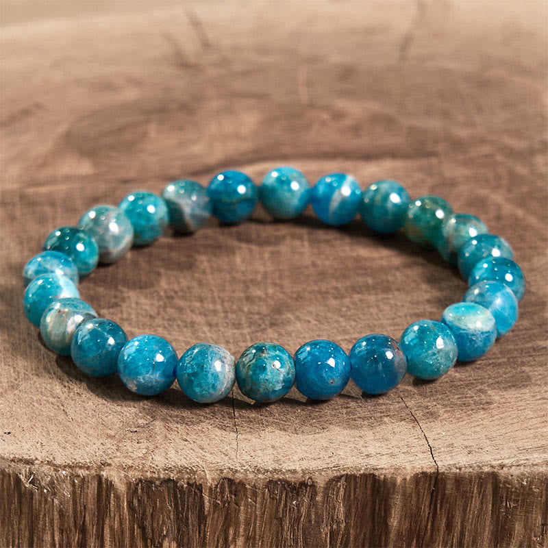 Bracciale della calma con vari cristalli di pietra di Buddha, malachite, lazurite, lapislazzuli, emimorfite - Apatite leggera (circonferenza del polso: 14-16 cm) - image 101