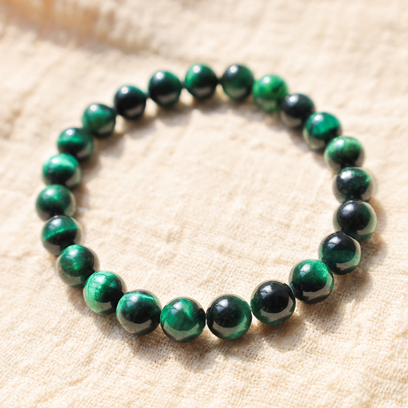 Bracciale della calma con vari cristalli di pietra di Buddha, malachite, lazurite, lapislazzuli, emimorfite - Occhio di tigre verde scuro (circonferenza del polso: 14-16 cm) - image 125