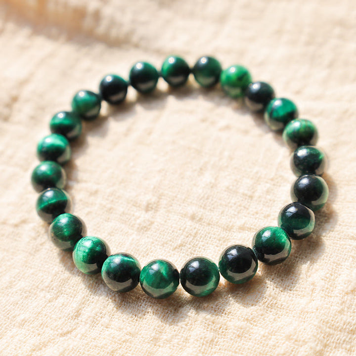 Bracciale della calma con vari cristalli di pietra di Buddha, malachite, lazurite, lapislazzuli, emimorfite - Occhio di tigre verde scuro (circonferenza del polso: 14-16 cm) - image 125