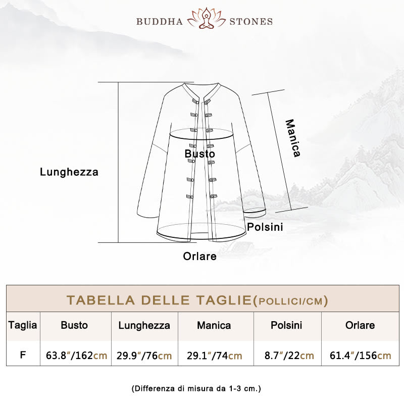 Giacca aperta sul davanti con maniche lunghe e bottoni a rana, motivo tie-dye Buddha Stones