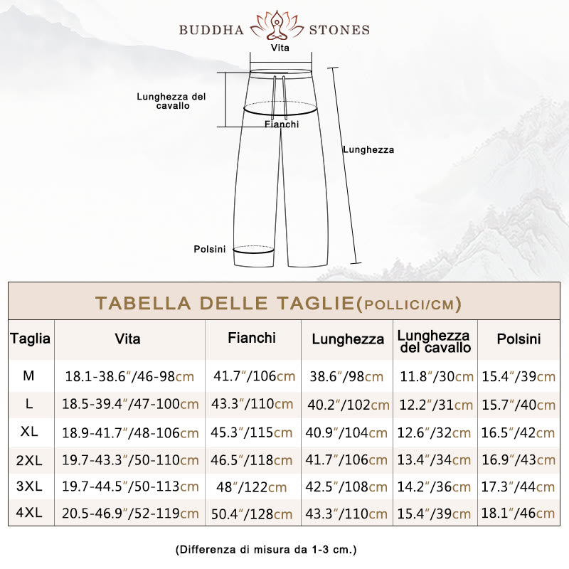 Pantaloni casual con coulisse in cotone e lino tinta unita da uomo Buddha Stones con tasche - image 5