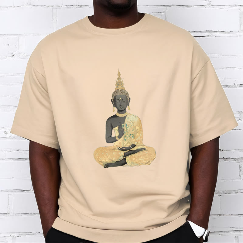 Maglietta in cotone con motivo Buddha Stones in meditazione - image 1