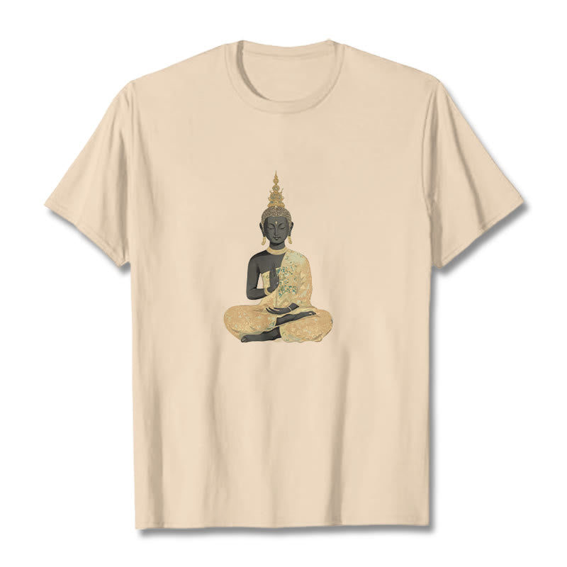 Maglietta in cotone con motivo Buddha Stones in meditazione - Biscotto - 2XL - image 1