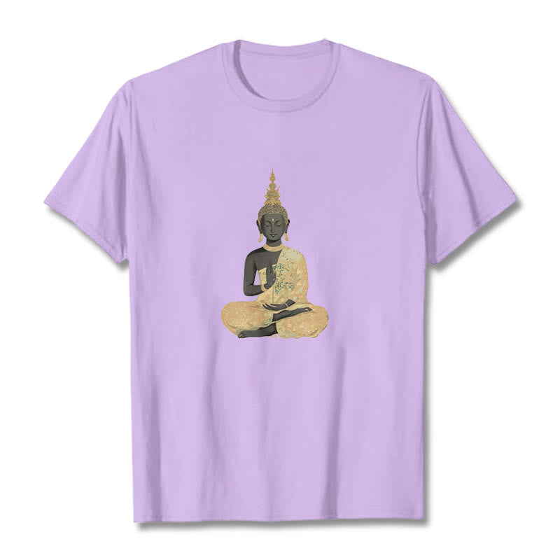 Maglietta in cotone con motivo Buddha Stones in meditazione - Prugna - 2XL - image 8