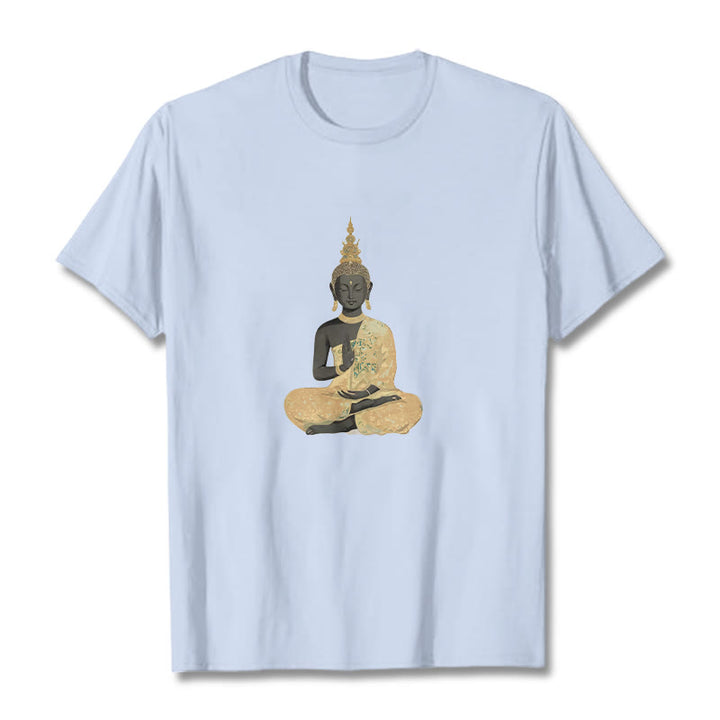 Maglietta in cotone con motivo Buddha Stones in meditazione - Ciano chiaro - 2XL - image 15