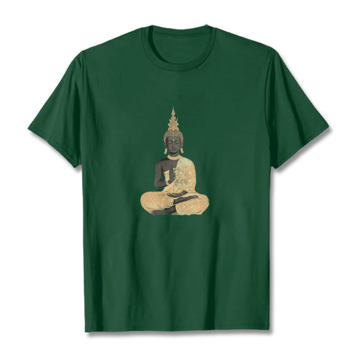 Maglietta in cotone con motivo Buddha Stones in meditazione - Verde foresta - 2XL - image 4