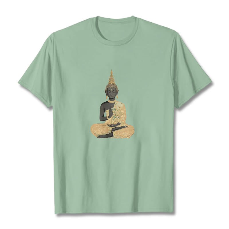 Maglietta in cotone con motivo Buddha Stones in meditazione - Verde pallido - 2XL - image 16