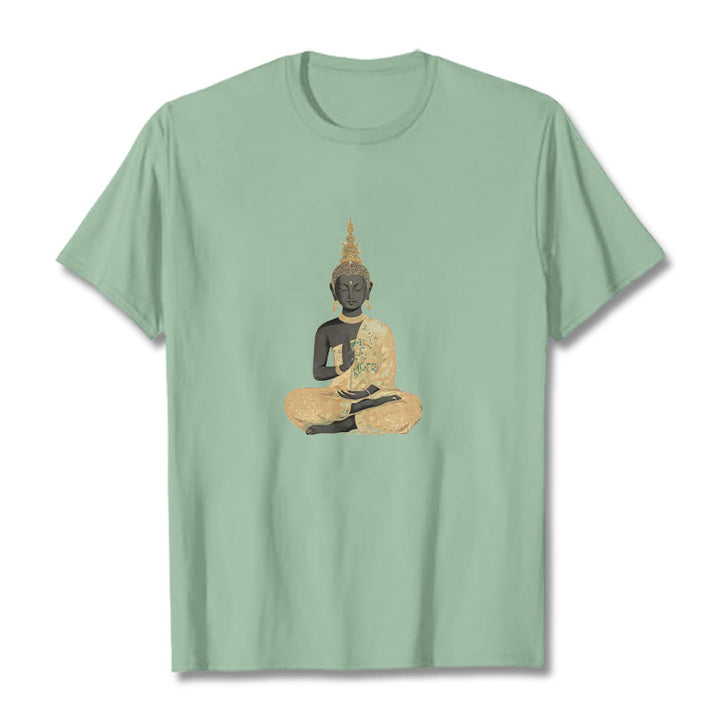 Maglietta in cotone con motivo Buddha Stones in meditazione - Verde pallido - 2XL - image 16