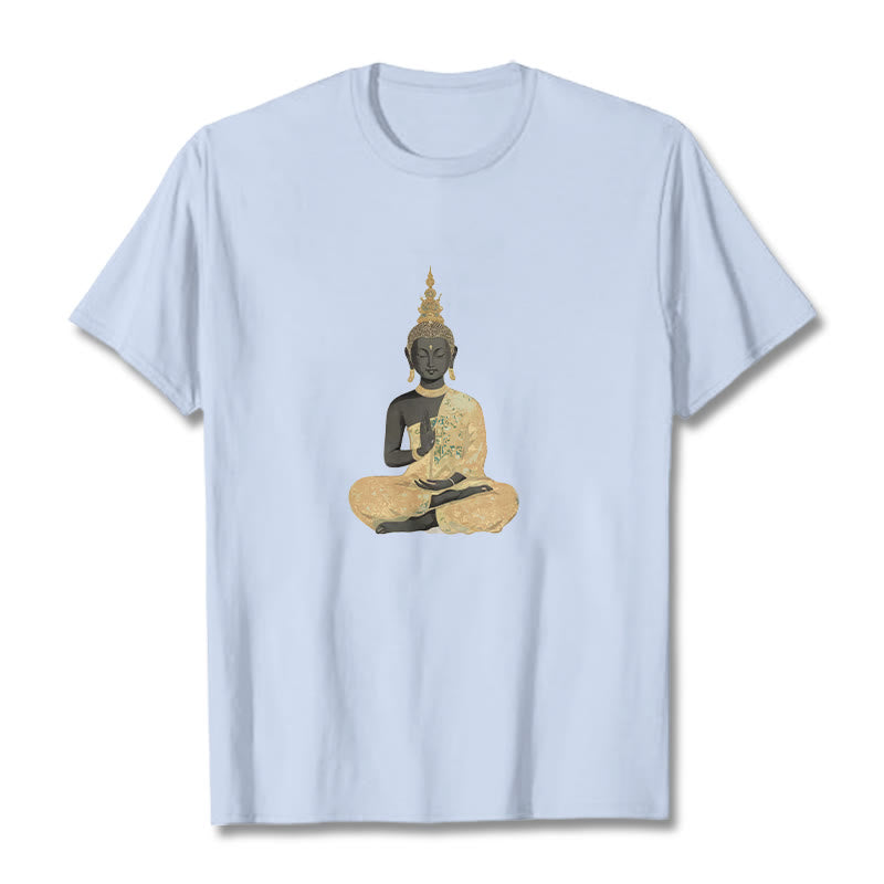 Maglietta in cotone con motivo Buddha Stones in meditazione - Ciano chiaro - 2XL - image 16