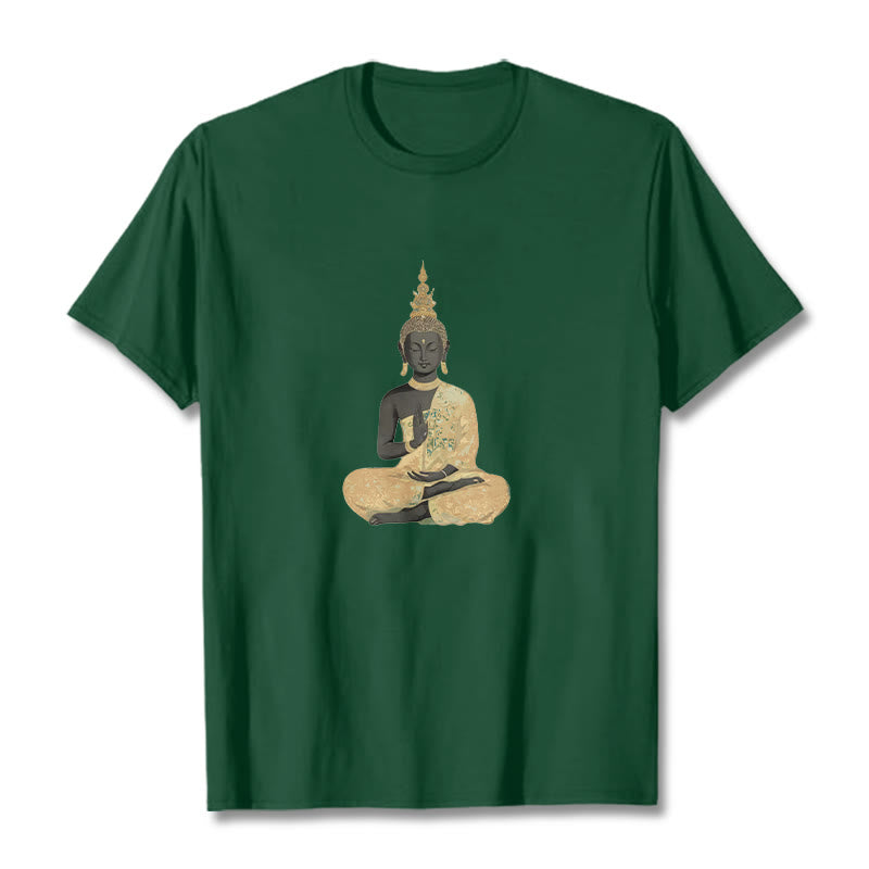 Maglietta in cotone con motivo Buddha Stones in meditazione - Verde studentesco - 2XL - image 3